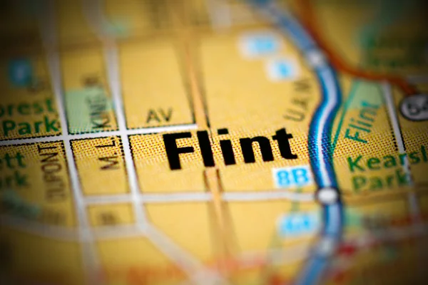 Flint Abd Coğrafi Haritasında — Stok fotoğraf