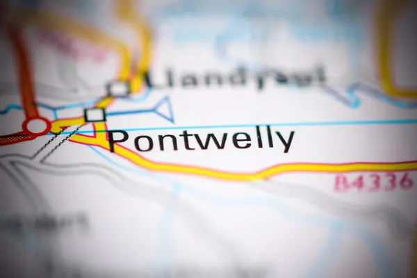 Pontwelly Reino Unido Sobre Mapa Geografia — Fotografia de Stock