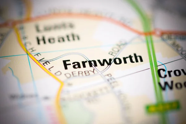 영국의 지도에 나오는 Farnworth — 스톡 사진