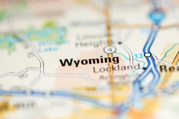 Wyoming on a map of the United States of America