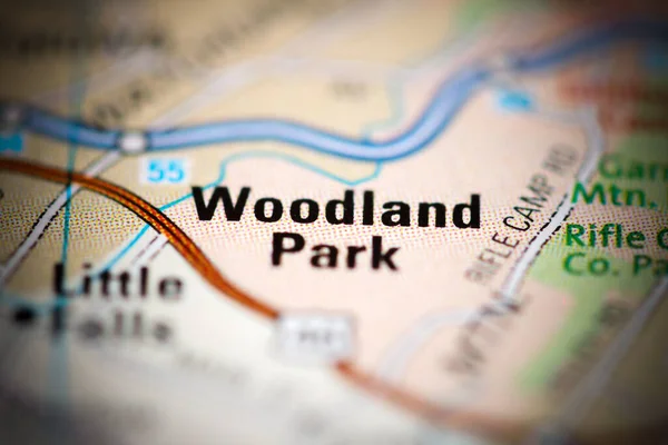 Woodland Park Mapa Geográfico Estados Unidos — Foto de Stock