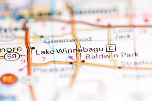 Lac Winnebago Missouri États Unis Sur Une Carte Géographique — Photo