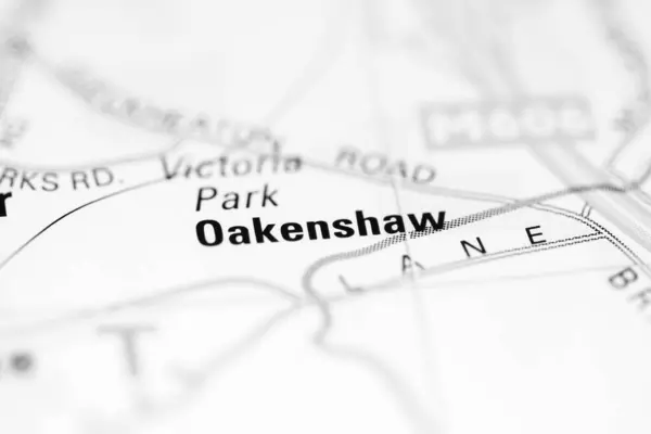 Oakenshaw Sobre Mapa Geográfico Reino Unido — Fotografia de Stock