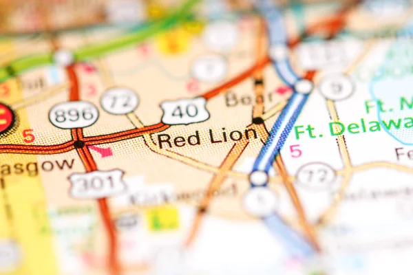 Red Lion. Delaware. USA on a geography map