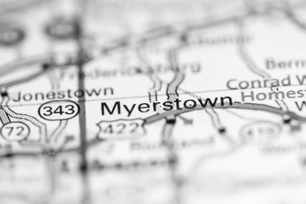 Myerstown. Pennsylvania. USA on a geography map