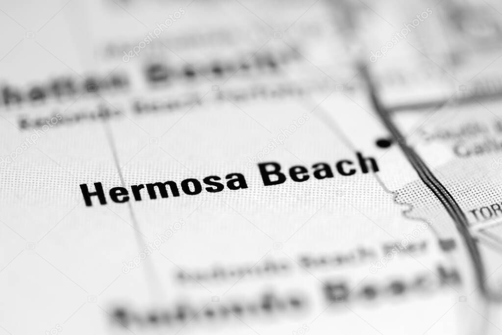 Hermosa Beach. California. USA on a geography map