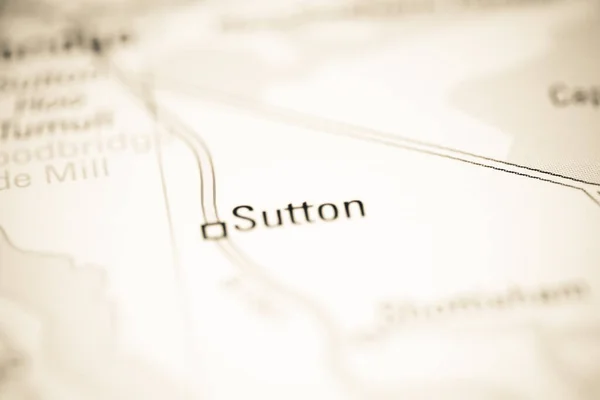 イギリスの地理地図上のサットン — ストック写真