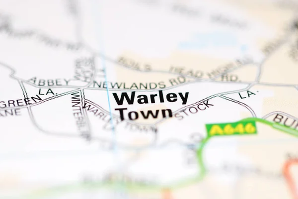 Warley Town Sobre Mapa Geográfico Reino Unido — Fotografia de Stock
