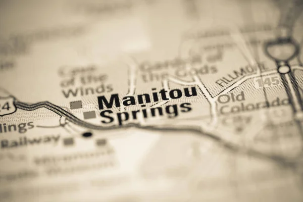 Manitou Springs on a map of the United States of America