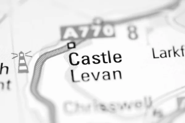 Castle Levan Sobre Mapa Geográfico Reino Unido — Fotografia de Stock