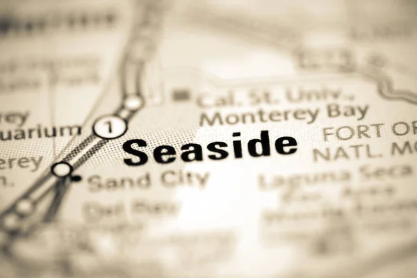 Seaside on a geographical map of USA