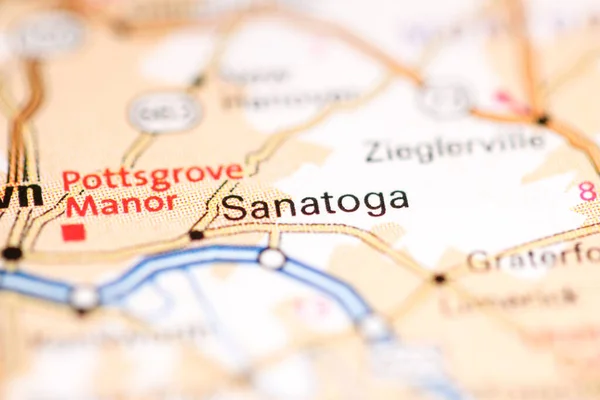 萨纳托加宾夕法尼亚地图上的美国 — 图库照片