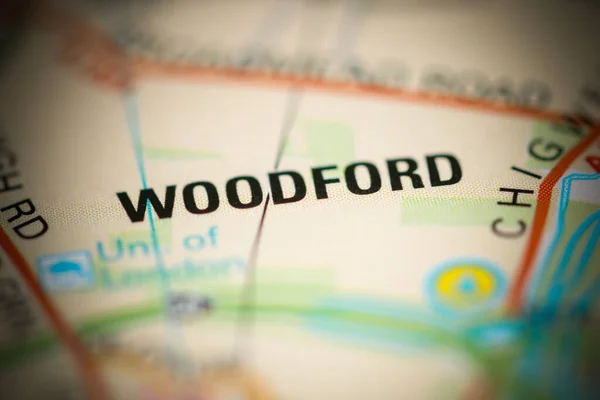 イギリスの地図上のウッドフォード — ストック写真