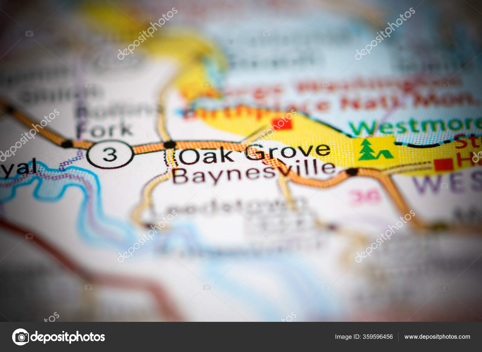 Oak Grove Virginia Usa Geography Map Stock Photo by