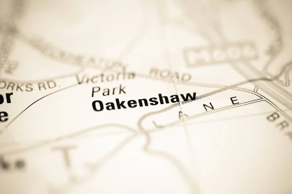 Oakenshaw Sobre Mapa Geográfico Reino Unido — Fotografia de Stock