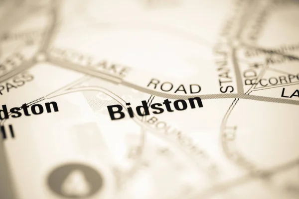 Бидстон Географической Карте Великобритании — стоковое фото
