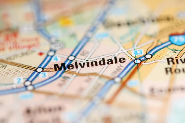 Melvindale on a map of the United States of America