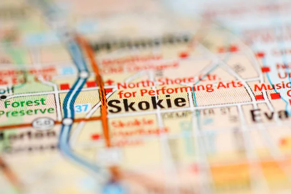 Skokie on a map of the United States of America