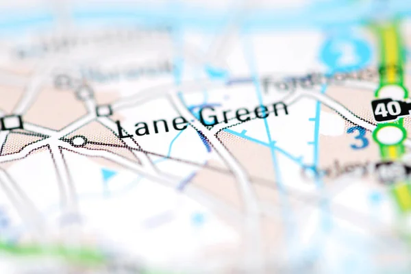 Lane Green Sobre Mapa Geográfico Reino Unido — Fotografia de Stock