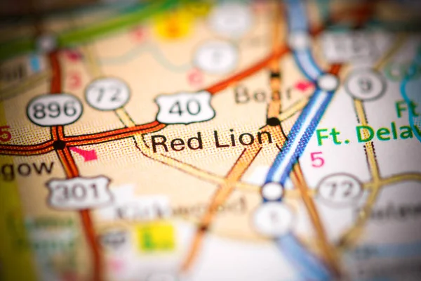 Red Lion. Delaware. USA on a geography map
