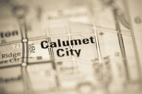 Calumet Şehri Amerika Birleşik Devletleri Haritasında — Stok fotoğraf
