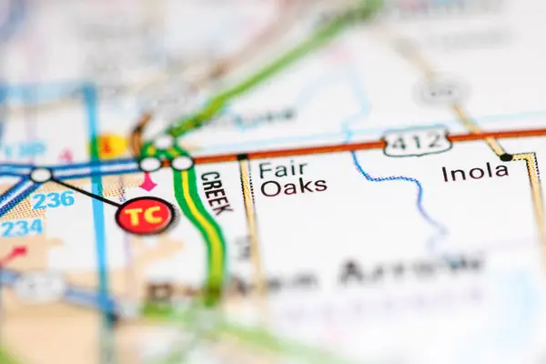 Eerlijke Eiken Oklahoma Usa Een Aardrijkskundekaart — Stockfoto