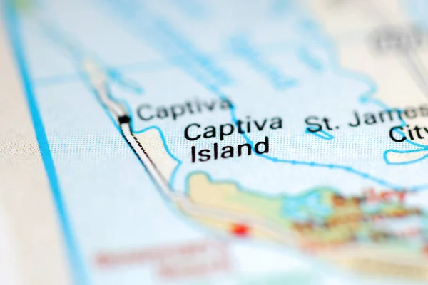 Île Captiva Sur Une Carte Géographique Des États Unis — Photo