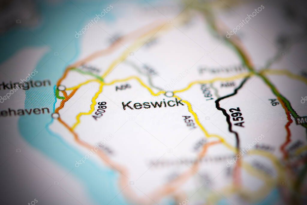 Keswick. United Kingdom on a geography map