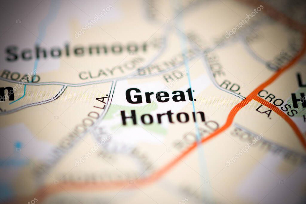 Great Horton on a geographical map of UK