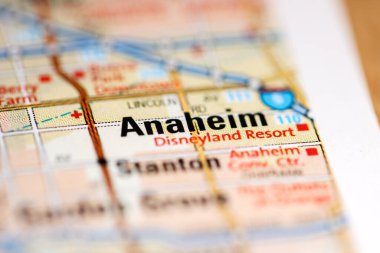 Anaheim. California. USA on a geography map clipart