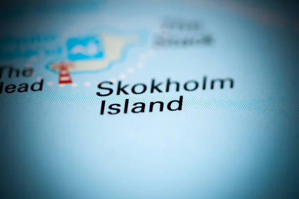 Ostrov Skokholm Velká Británie Mapě Geografie — Stock fotografie