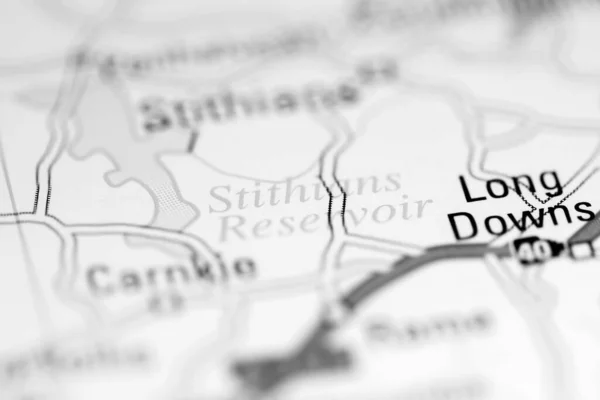 Stithians Reservoir Großbritannien Auf Einer Geografischen Karte — Stockfoto
