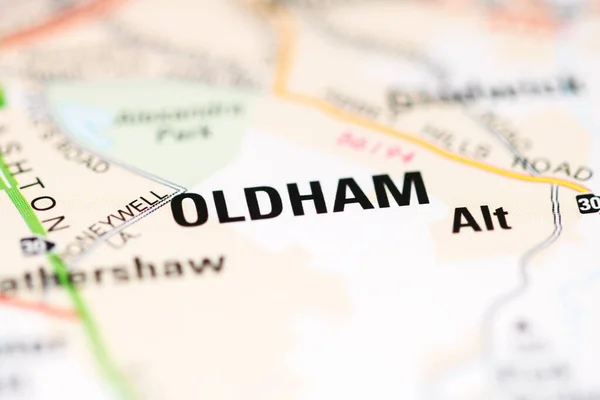 Oldham Una Mappa Geografica Del Regno Unito — Foto Stock