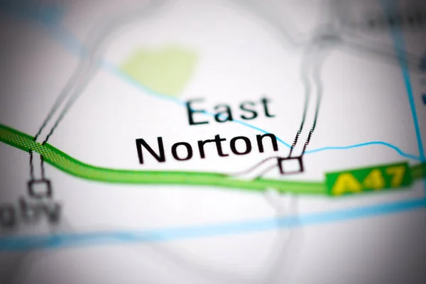 East Norton Sobre Mapa Geográfico Reino Unido — Fotografia de Stock