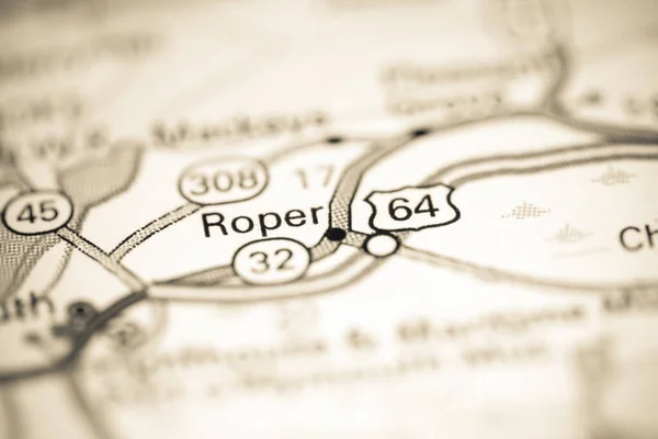 Roper Carolina Norte Eua Sobre Mapa Geografia — Fotografia de Stock