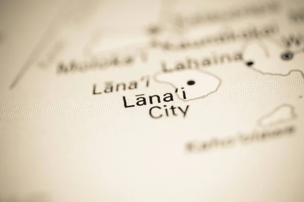 Lana\'i City. Hawaii. USA on a geography map