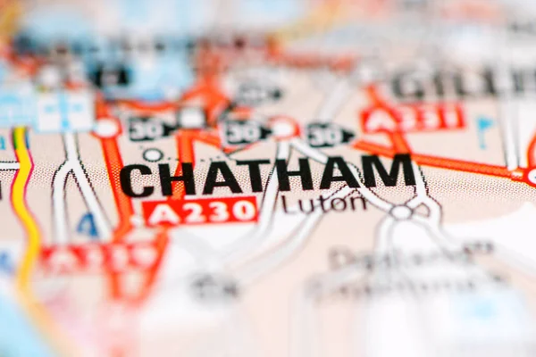 Chatham Reino Unido Sobre Mapa Geografia — Fotografia de Stock