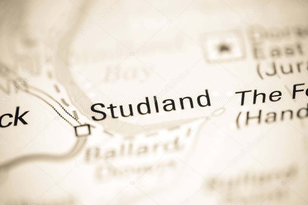 Studland. United Kingdom on a geography map