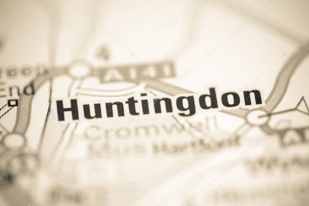 Huntingdon. United Kingdom on a geography map