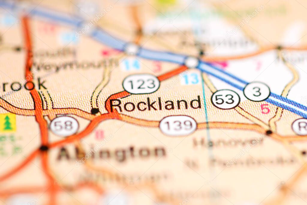 Rockland. Massachusetts. USA on a geography map