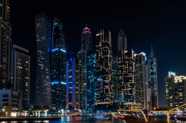 Night view on Dubai Marina skyscrapers, 4th Jan 2020, UAE
