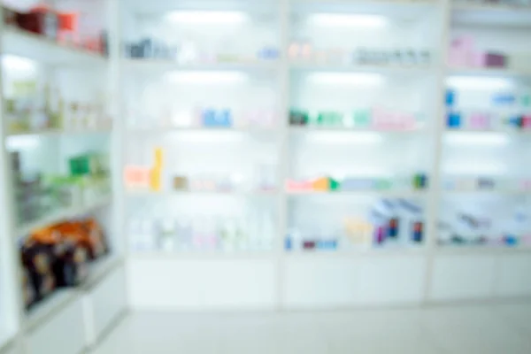 Gabinetto sfocato della medicina e farmacia del deposito e della medicina — Foto Stock