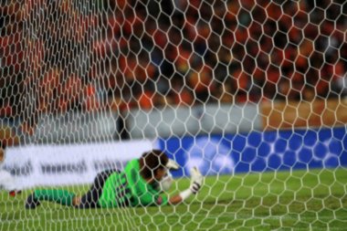 bulanık kaleci atlar ve blokları ve futbol goalkeep