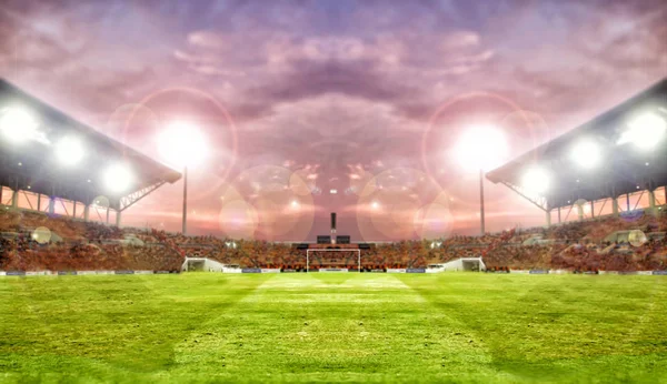 Desenfoque del estadio de fútbol y estadio arena campo de fútbol champi — Foto de Stock