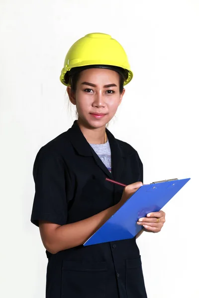 아시아 여성 엔지니어와 기술자 t 목록 체크 — 스톡 사진