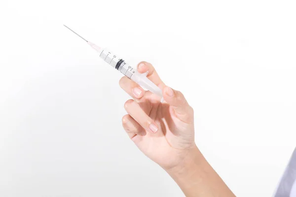 Médecin tenant une seringue d'injection médicale et Médecine plastique va — Photo