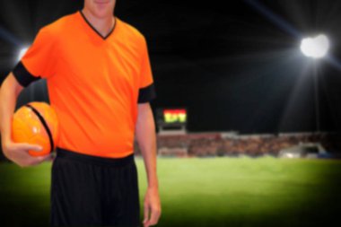Futbol oyuncu topu Futbol Stadyumu arka plan üzerinde
