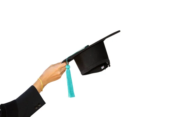 Félicitations jeter graduation étudiants avec des chapeaux isolés — Photo