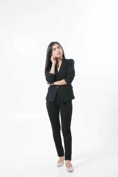 Asiático mulheres de negócios estão sorrindo e Thump up sinal de mão para o trabalho — Fotografia de Stock