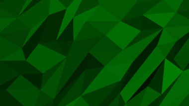 Çokgen biçiminde koyu yeşil arkaplan, renkli vektör çizimi, 3 boyutlu üçgen